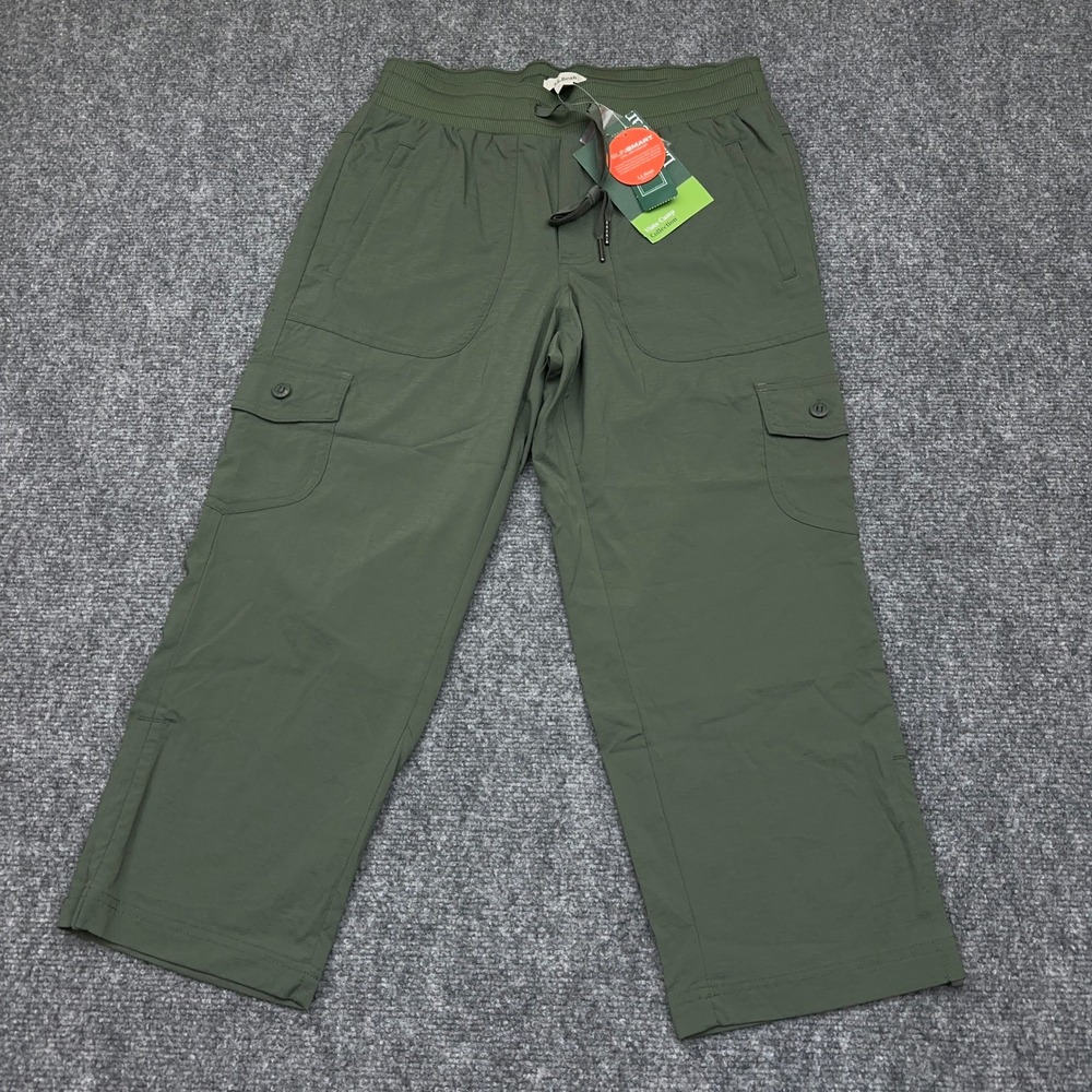 NEW L.L.Bean Vista Camp Crop Pants Womens XS Thyme Green Cargo UPF 50+ 504131